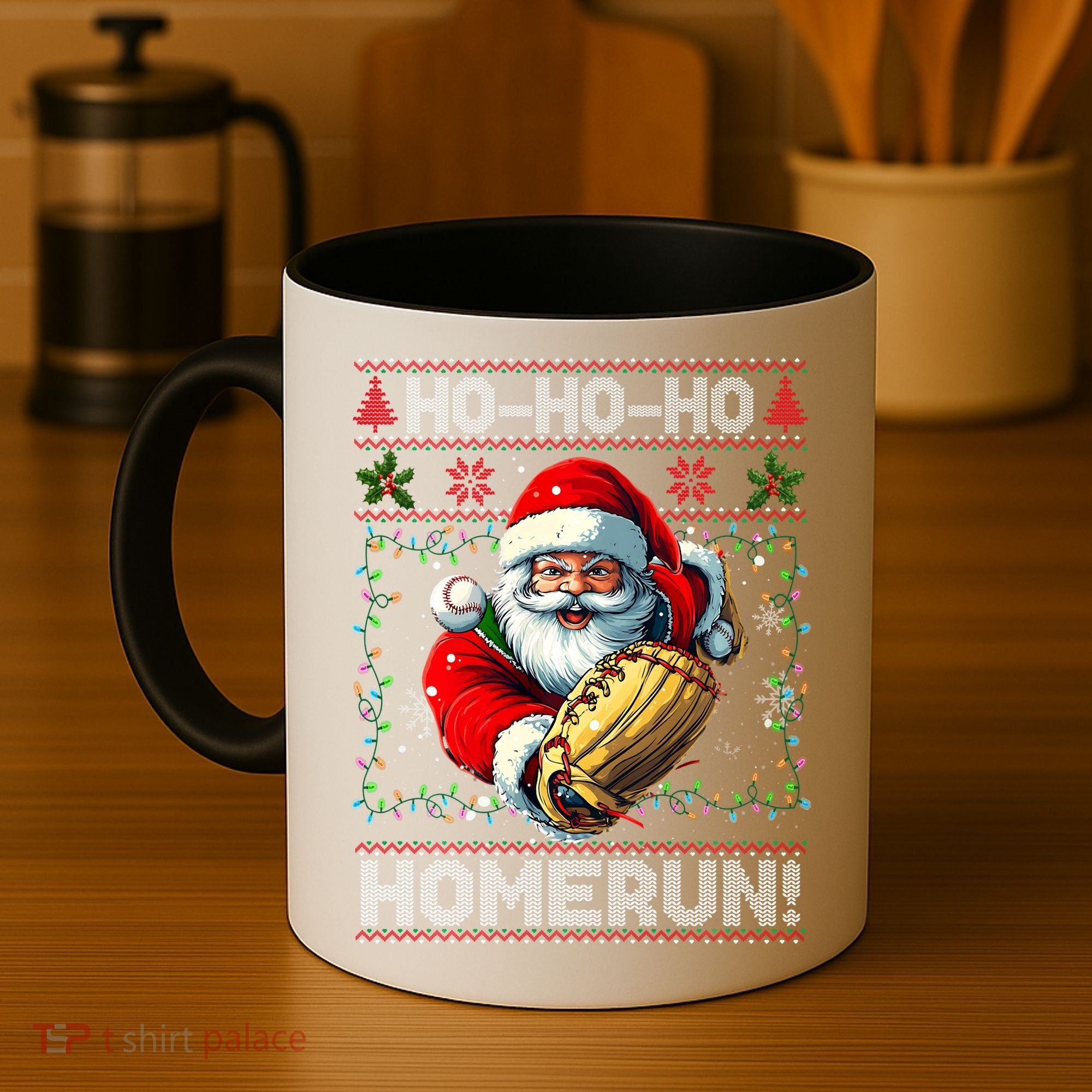 Merry Christmas Santa Playing Baseball For Ballplayers Coffee Mug