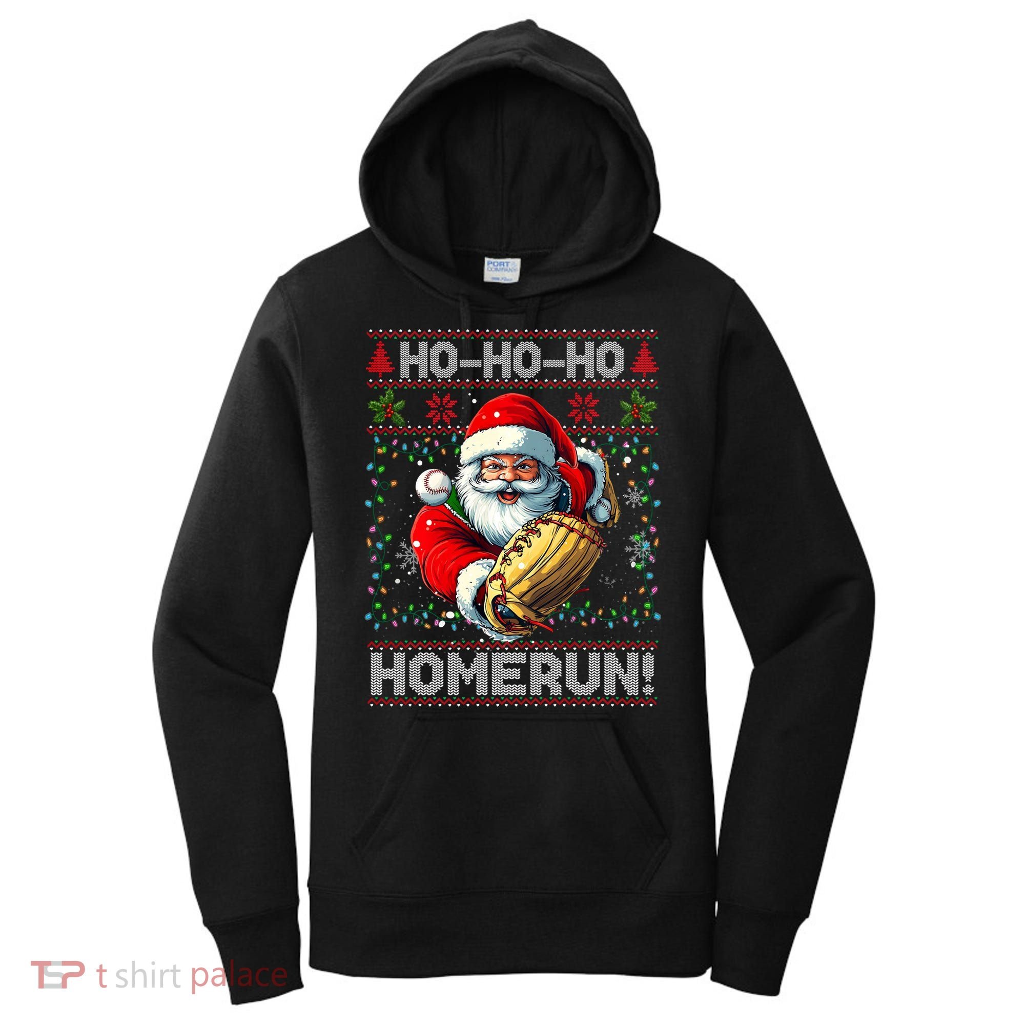 Merry Christmas Santa Playing Baseball For Ballplayers Women's Hoodie