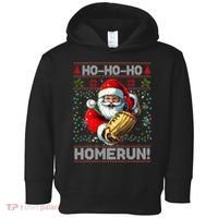 Merry Christmas Santa Playing Baseball For Ballplayers Toddler Hoodie thumb 0