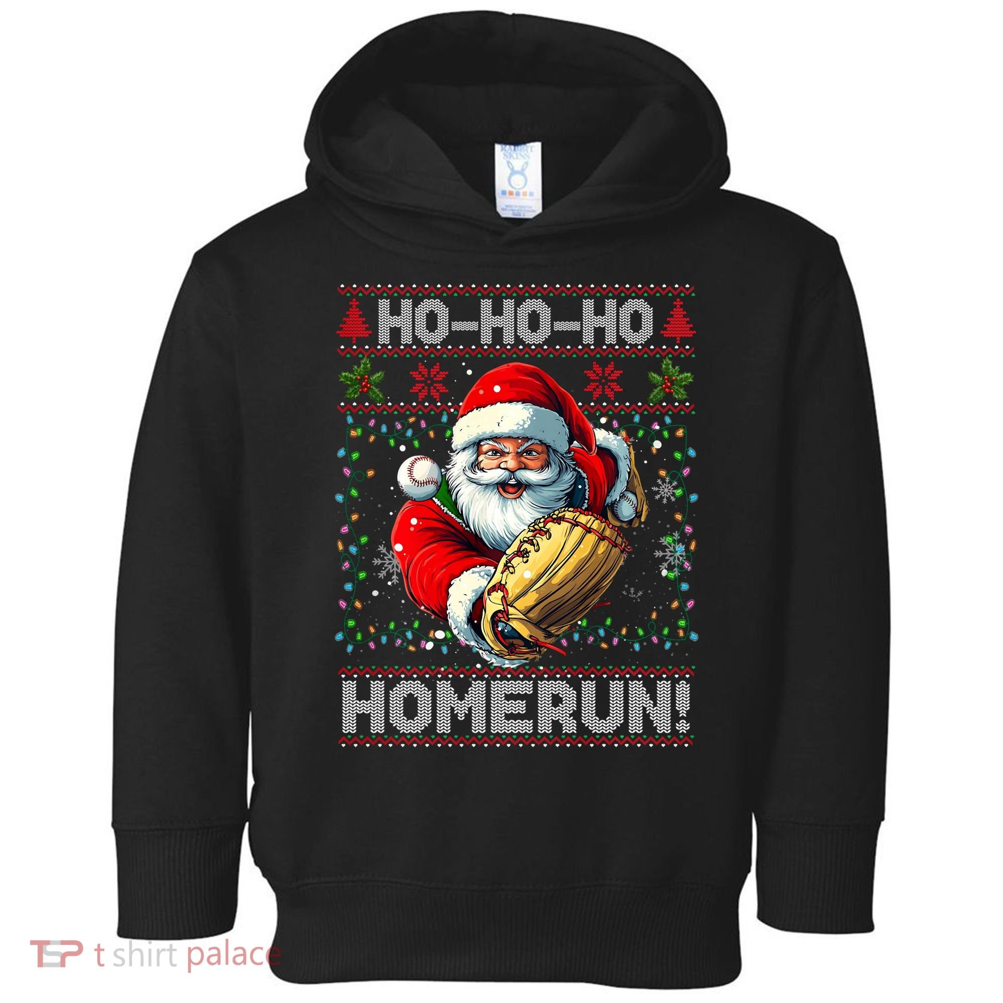 Merry Christmas Santa Playing Baseball For Ballplayers Toddler Hoodie