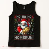 Merry Christmas Santa Playing Baseball For Ballplayers Tank Top thumb 2