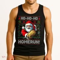 Merry Christmas Santa Playing Baseball For Ballplayers Tank Top thumb 3