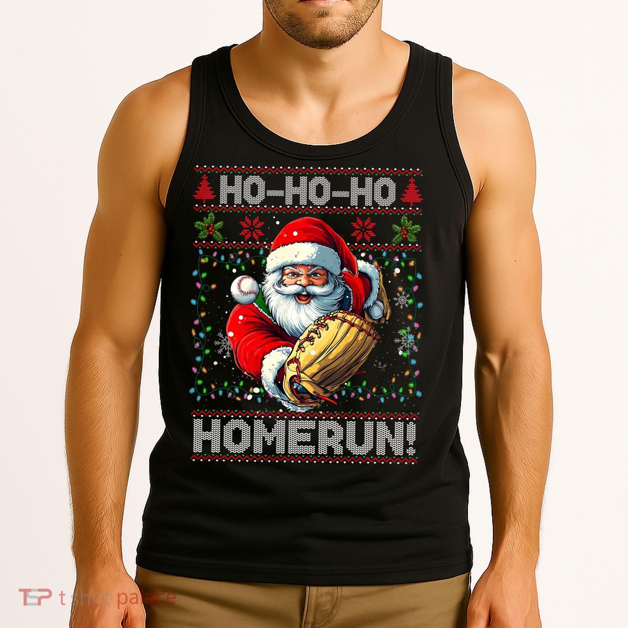 Merry Christmas Santa Playing Baseball For Ballplayers Tank Top
