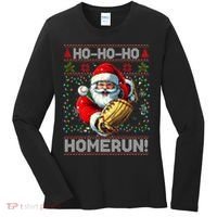 Merry Christmas Santa Playing Baseball For Ballplayers Women's Long Sleeve Shirt thumb 0