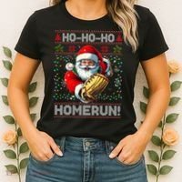 Merry Christmas Santa Playing Baseball For Ballplayers Women's T-Shirt thumb 2