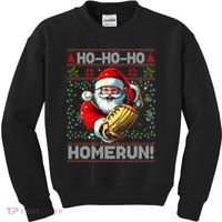 Merry Christmas Santa Playing Baseball For Ballplayers Kids Sweatshirt thumb 0