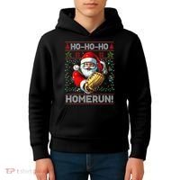 Merry Christmas Santa Playing Baseball For Ballplayers Kids Hoodie thumb 4