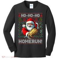 Merry Christmas Santa Playing Baseball For Ballplayers Kids Long Sleeve Shirt thumb 0