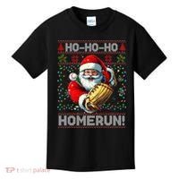Merry Christmas Santa Playing Baseball For Ballplayers Kids T-Shirt thumb 0