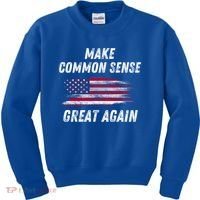 Make Common Sense Great Again Funny Saying Trending Gift Kids Sweatshirt thumb 0