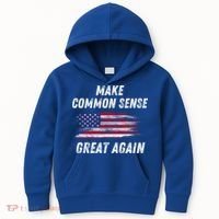 Make Common Sense Great Again Funny Saying Trending Gift Kids Hoodie thumb 0