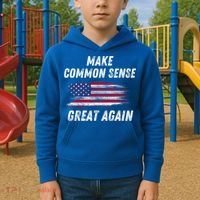 Make Common Sense Great Again Funny Saying Trending Gift Kids Hoodie thumb 2
