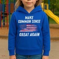 Make Common Sense Great Again Funny Saying Trending Gift Kids Hoodie thumb 3