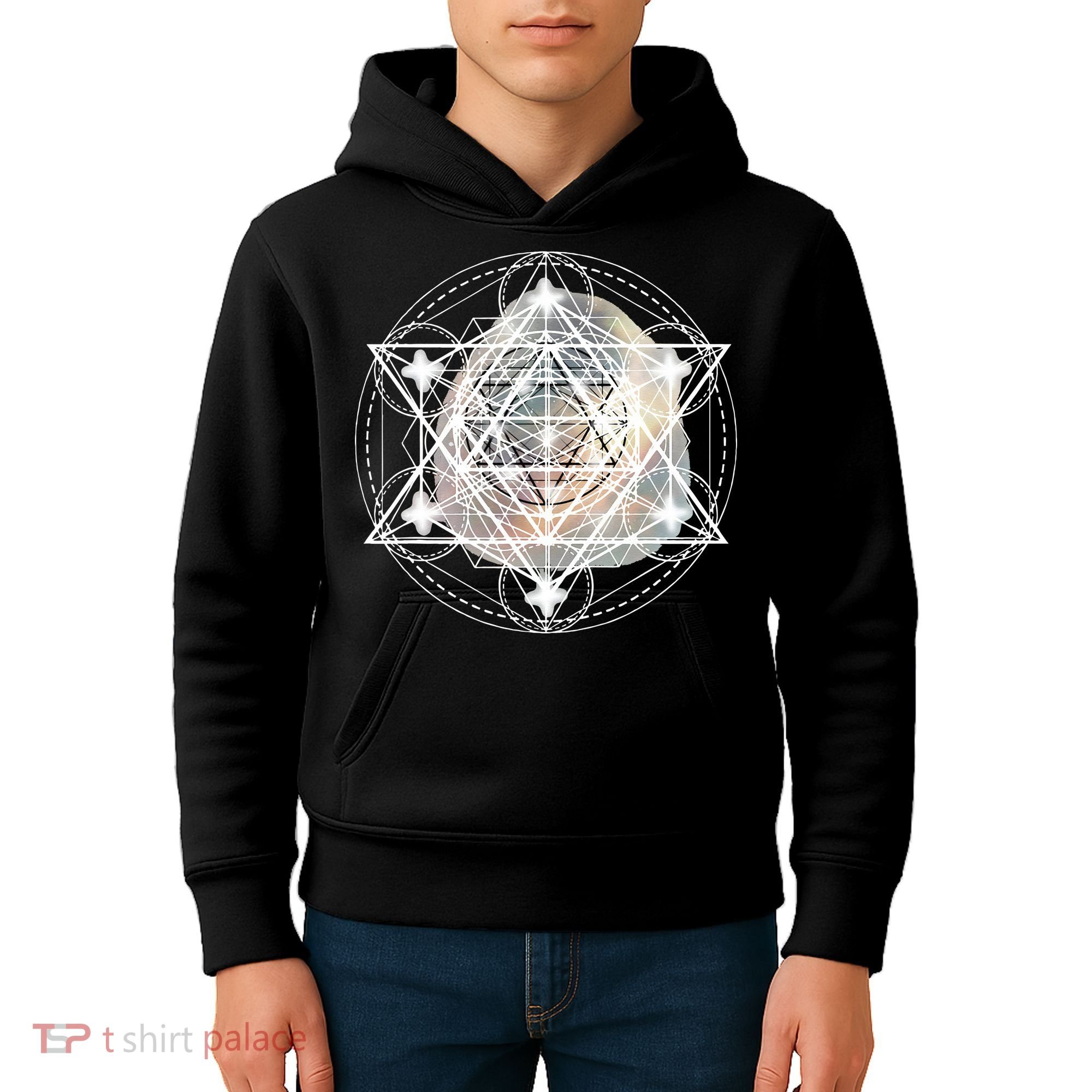 Metatron Cube Sacred Geometry Spiritual Yoga Kids Hoodie