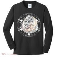 Metatron Cube Sacred Geometry Spiritual Yoga Kids Long Sleeve Shirt thumb 0