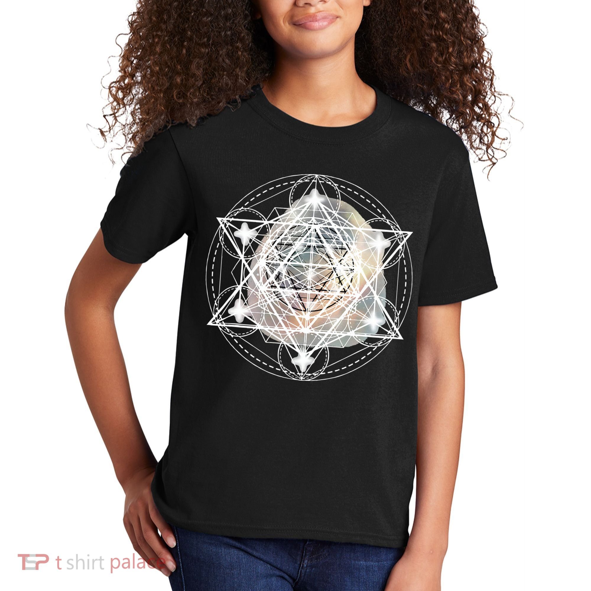 Metatron Cube Sacred Geometry Spiritual Yoga Kids T-Shirt