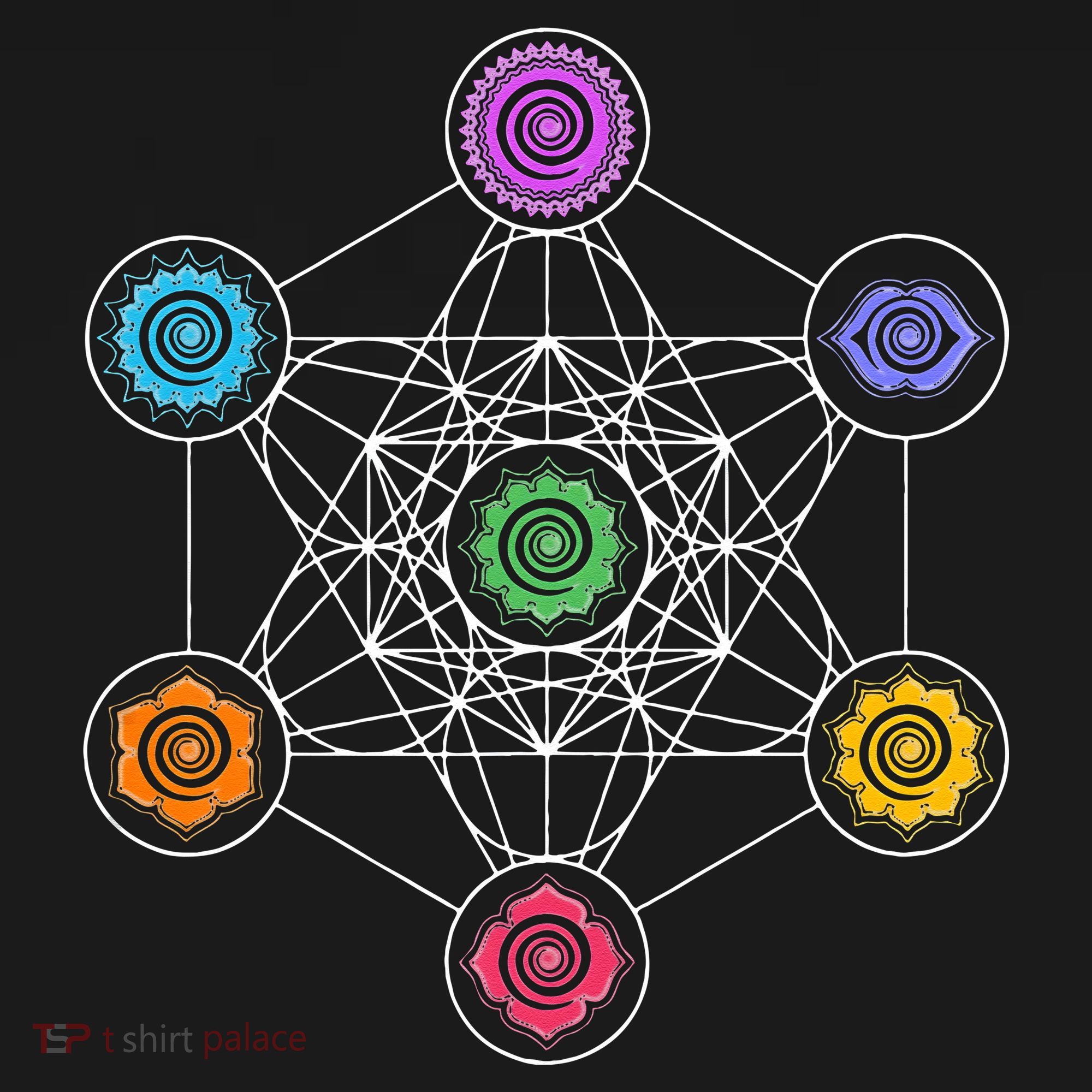 Metatrons Cube Sacred Geometry Lotus Chakra Yoga Symbol 4D Doggie Tank