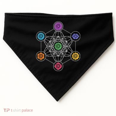 Metatrons Cube Sacred Geometry Lotus Chakra Yoga Symbol 4D USA-Made Doggie Bandana