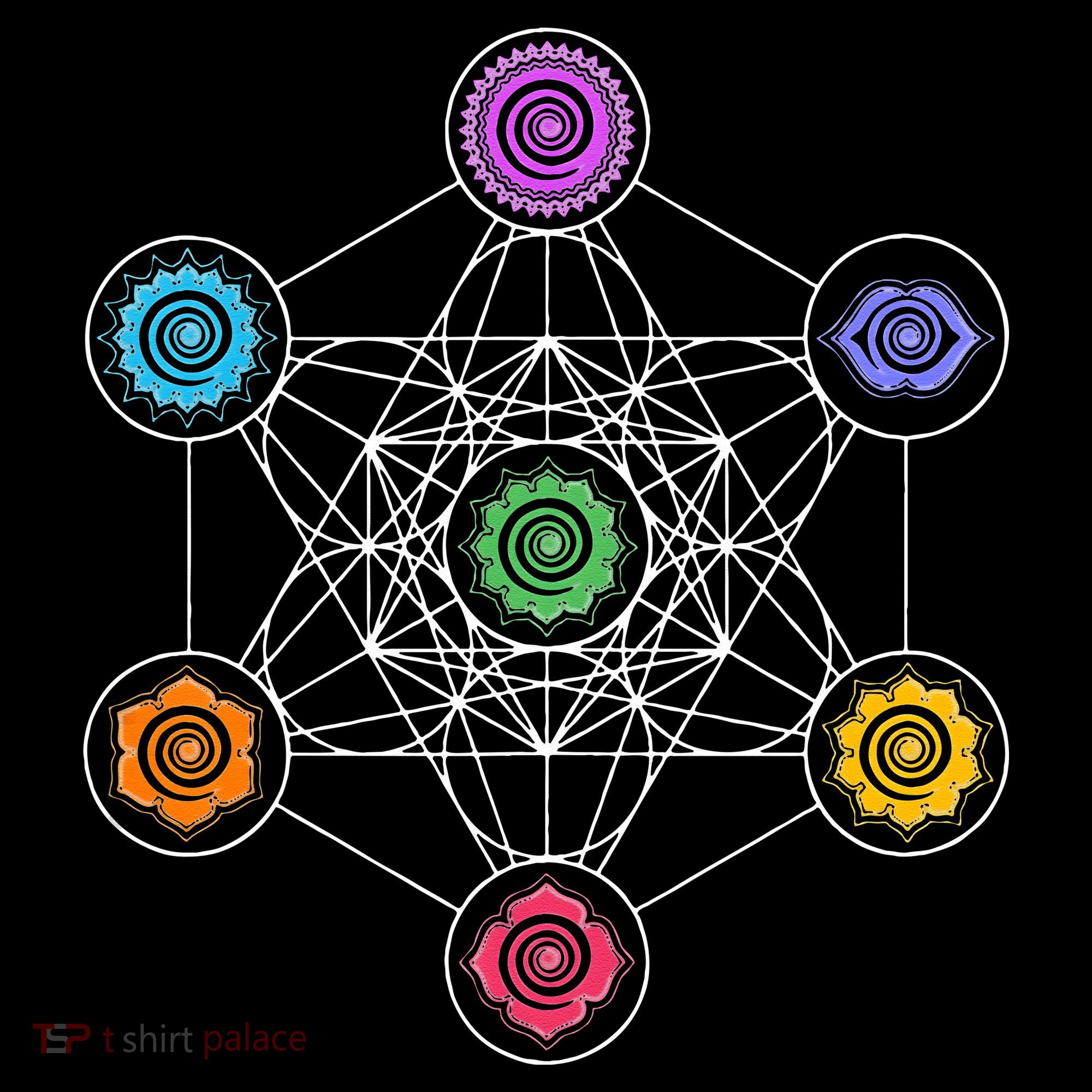 Metatrons Cube Sacred Geometry Lotus Chakra Yoga Symbol 4D Hoodie