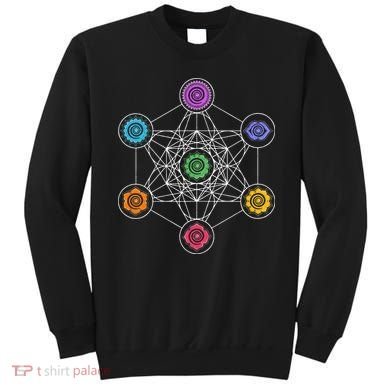 Metatrons Cube Sacred Geometry Lotus Chakra Yoga Symbol 4D Sweatshirt