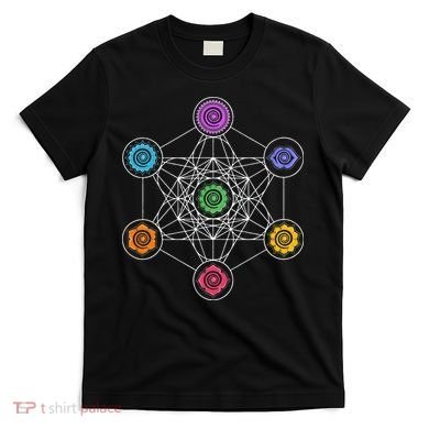 Metatrons Cube Sacred Geometry Lotus Chakra Yoga Symbol 4D T-Shirt