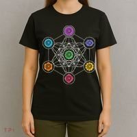 Metatrons Cube Sacred Geometry Lotus Chakra Yoga Symbol 4D T-Shirt thumb 4
