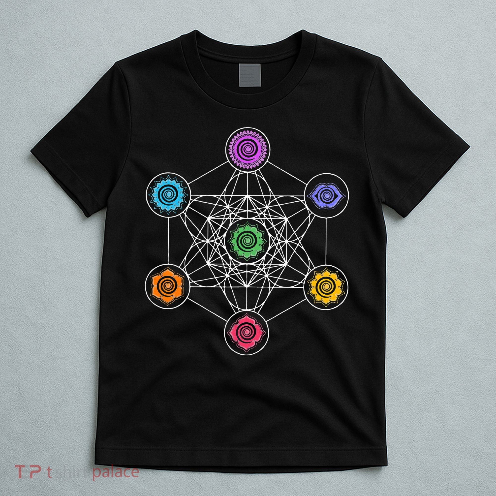 Metatrons Cube Sacred Geometry Lotus Chakra Yoga Symbol 4D T-Shirt