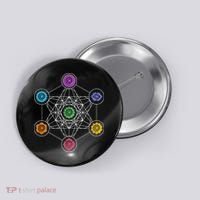 Metatrons Cube Sacred Geometry Lotus Chakra Yoga Symbol 4D Button thumb 0