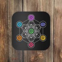 Metatrons Cube Sacred Geometry Lotus Chakra Yoga Symbol 4D Coaster thumb 0