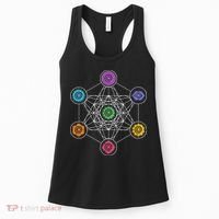 Metatrons Cube Sacred Geometry Lotus Chakra Yoga Symbol 4D Women's Tank Top thumb 0