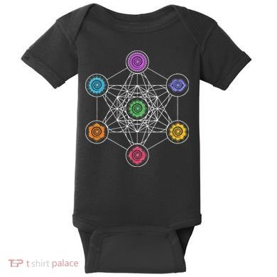 Metatrons Cube Sacred Geometry Lotus Chakra Yoga Symbol 4D Baby Bodysuit