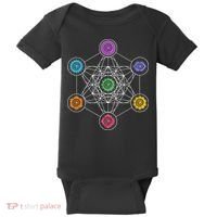 Metatrons Cube Sacred Geometry Lotus Chakra Yoga Symbol 4D Baby Bodysuit thumb 0