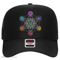 Metatrons Cube Sacred Geometry Lotus Chakra Yoga Symbol 4D Hat thumb 0
