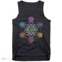 Metatrons Cube Sacred Geometry Lotus Chakra Yoga Symbol 4D Tank Top thumb 0