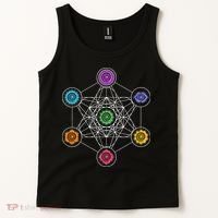 Metatrons Cube Sacred Geometry Lotus Chakra Yoga Symbol 4D Tank Top thumb 2