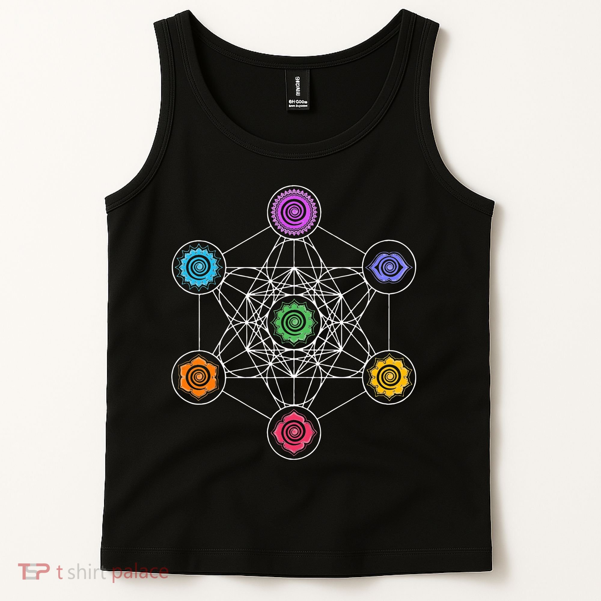Metatrons Cube Sacred Geometry Lotus Chakra Yoga Symbol 4D Tank Top