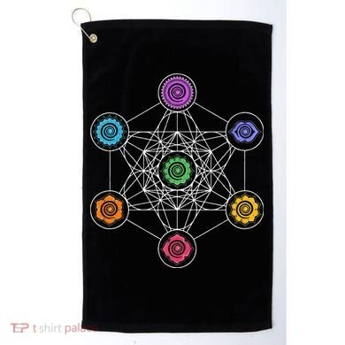Metatrons Cube Sacred Geometry Lotus Chakra Yoga Symbol 4D Golf Towel