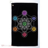 Metatrons Cube Sacred Geometry Lotus Chakra Yoga Symbol 4D Golf Towel thumb 0