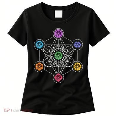 Metatrons Cube Sacred Geometry Lotus Chakra Yoga Symbol 4D Women's T-Shirt