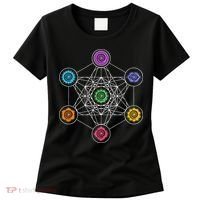 Metatrons Cube Sacred Geometry Lotus Chakra Yoga Symbol 4D Women's T-Shirt thumb 0