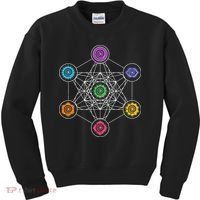 Metatrons Cube Sacred Geometry Lotus Chakra Yoga Symbol 4D Kids Sweatshirt thumb 0