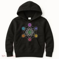 Metatrons Cube Sacred Geometry Lotus Chakra Yoga Symbol 4D Kids Hoodie thumb 0