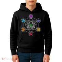 Metatrons Cube Sacred Geometry Lotus Chakra Yoga Symbol 4D Kids Hoodie thumb 4