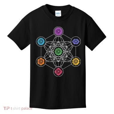Metatrons Cube Sacred Geometry Lotus Chakra Yoga Symbol 4D Kids T-Shirt