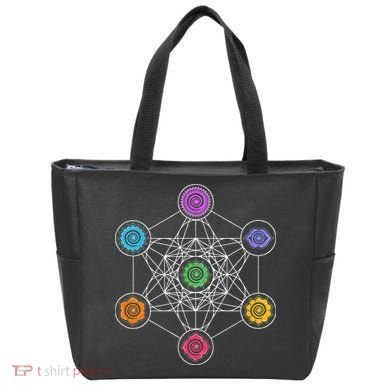 Metatrons Cube Sacred Geometry Lotus Chakra Yoga Symbol 4D Tote Bag