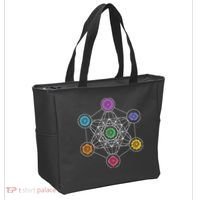 Metatrons Cube Sacred Geometry Lotus Chakra Yoga Symbol 4D Tote Bag thumb 2