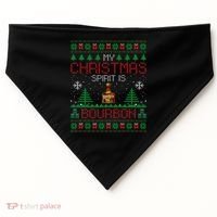 My Christmas Spirit Is Bourbon Bourbon Ugly Christmas Gift USA-Made Doggie Bandana thumb 0