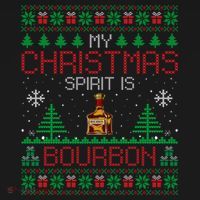 My Christmas Spirit Is Bourbon Bourbon Ugly Christmas Gift USA-Made Doggie Bandana thumb 2