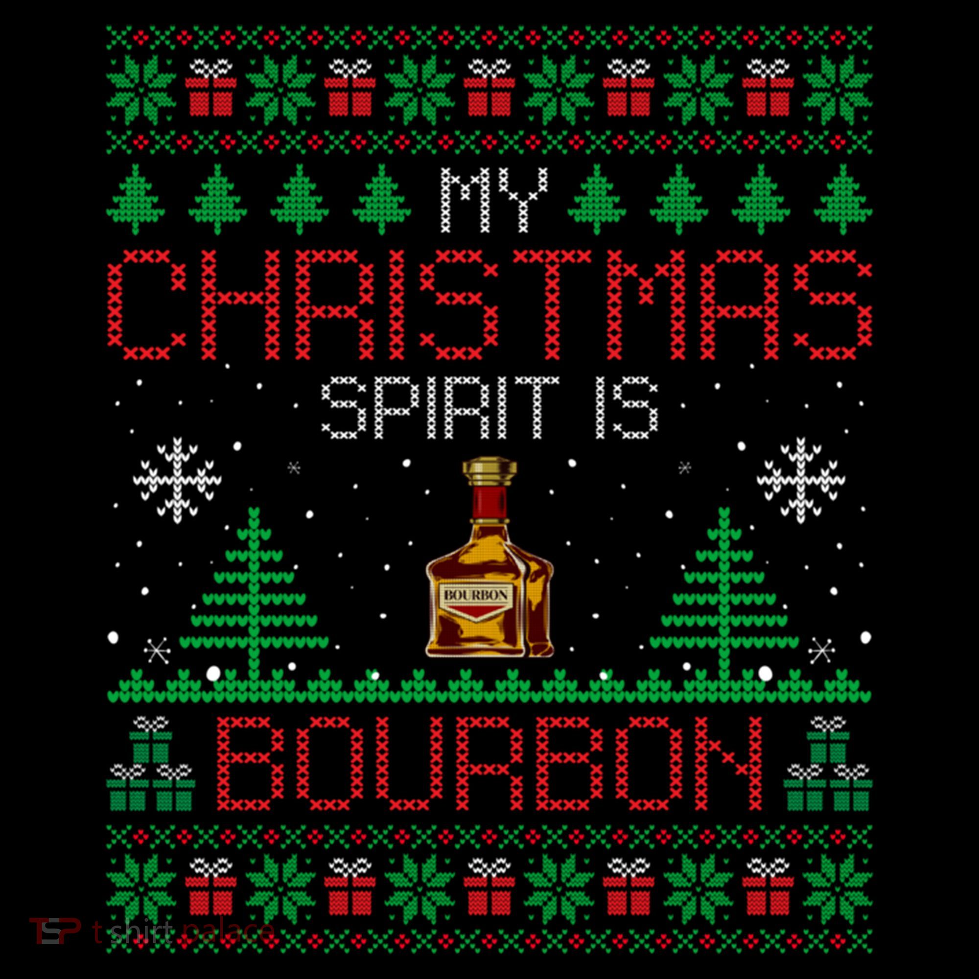 My Christmas Spirit Is Bourbon Bourbon Ugly Christmas Gift Coffee Mug