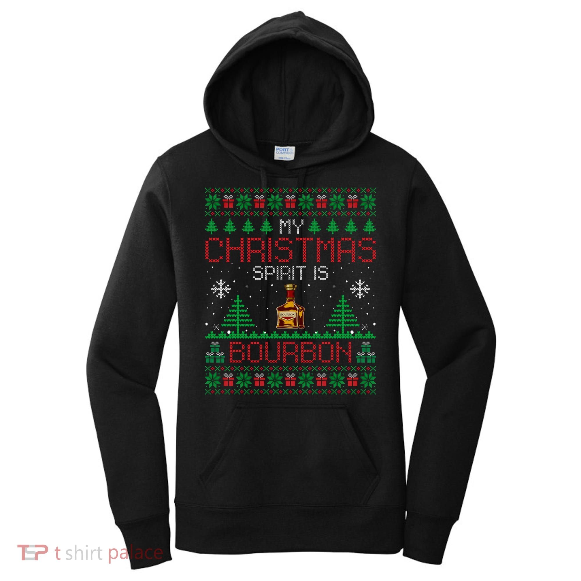 My Christmas Spirit Is Bourbon Bourbon Ugly Christmas Gift Women's Hoodie